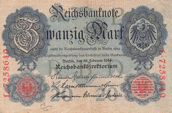 20 Mark 1914 ro.47b P/L